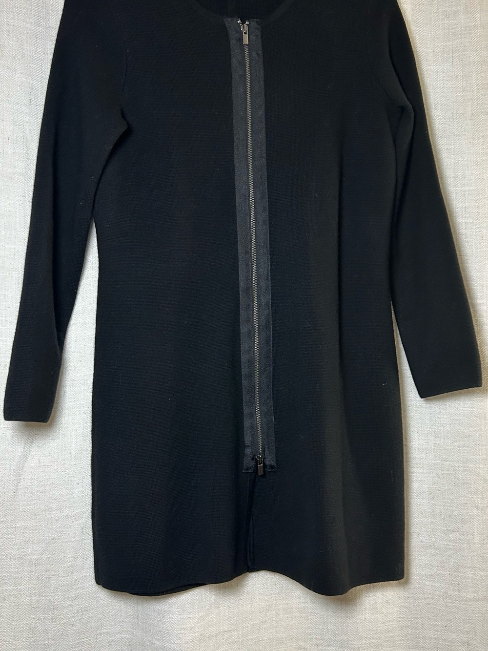 Talbots Petites Black 100% Pure Merino Wool Full-Zip Cardigan Sweater Coat SP - Picture 2 of 5